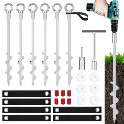 Obrázok produktu pre Stanové kolíky 36 cm, 6 ks, nehrdzavejúca oceľ, s pevnou pútkou, pre kemping