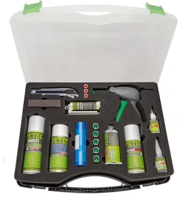 Produktbild von Petec Kunststoff Repair-Kit im Koffer Kleben Füllen Spachteln Holz Gummi 98309