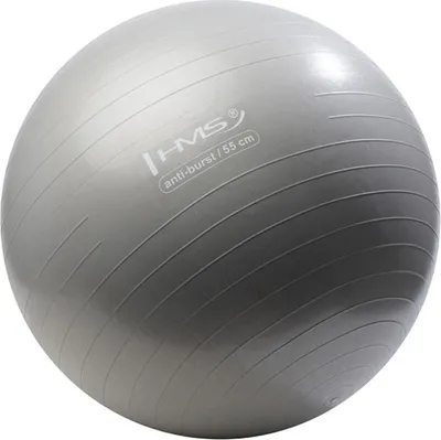 A gray exercise ball against a white background.
