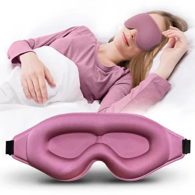 Immagine prodotto di Maschera per dormire Minicee 3D oscurante in seta e memory foam, ergonomica, per uomo e donna, viola