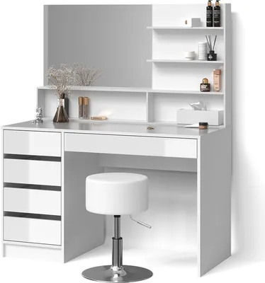 Produktbild von Schminktisch Livinity Imola Weiß 145 cm mit Hocker, Model 52431