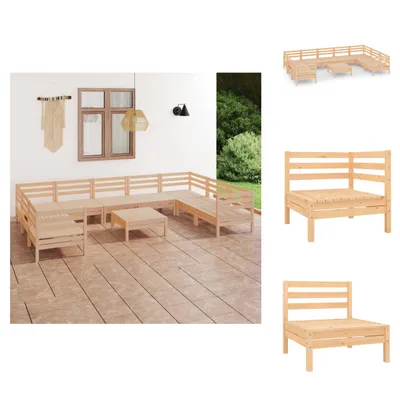 Produktbild von vidaXL 10-tlg. Garten-Lounge-Set Massivholz Kiefer -  Gartenmöbel-Sets