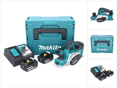 Produktbild von Makita DKP 180 RGJ Akku Hobel 18 V 82 mm + 2x Akku 6,0 Ah + Ladegerät + Makpac