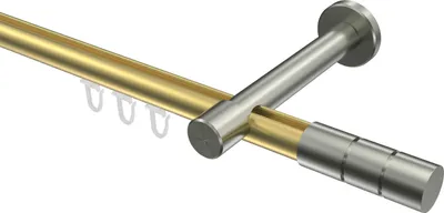 Produktbild von Interdeco Innenlaufstange / Gardinenstange mit Innenlauf Messing-Optik / Edelstahl-Optik, Typ Prestige Elanto (Rillenzylinder), 20 mm Ø 1-läufig, 480 cm