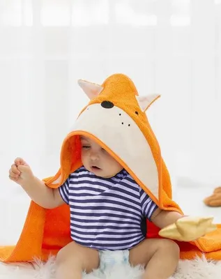 Produktbild von Jaju Baby Kapuzenhandtuch Fuchsmotiv 75 x 75 cm Orange