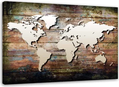 Produktbild von Leinwandbild alte weltkarte 90x60 cm Feeby braun wandbild bereit zum aufhängen