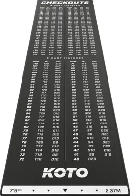 Produktbild von KOTO - Dartteppich Mit Abwurflinie Checkout Schwarz, 237x60cm Dartmatte, Mit Score-Indikation