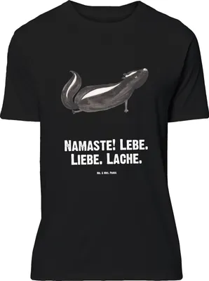 Produktbild von Mr. & Mrs. Panda Größe M T-Shirt Stinktier Yoga - Schwarz - Geschenk, Skunk, Tshirt, Liebe, Raubtier, Shirt, mit Spruch, Namaste, Herren