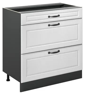 Imagen del producto de Mueble bajo de cocina Vicco R-Line Blanco casa de campo/Antracita 80 cm con 3 cajones sin encimera, Model 72395
