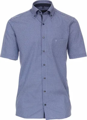 Produktbild von CASAMODA Herren Businesshemd Kurzarm Button-Down Comfort-Fit Blau kariert 40
