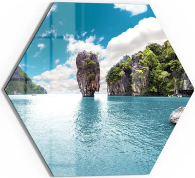 Produktbild von DEQORI Glasbild Echtglas 40x35 cm 'Paradiesisches Thailand' Wandbild Bild modern Deko