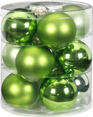 Produktbild von Weihnachtskugeln Glas 8cm, 12 Stück, Farbe:Sparkling Nature - grün hellgrün