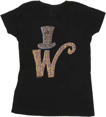 Produktbild von Willy Wonka - "W Logo Hat" T-Shirt für Damen BI51054 (M) (Schwarz)