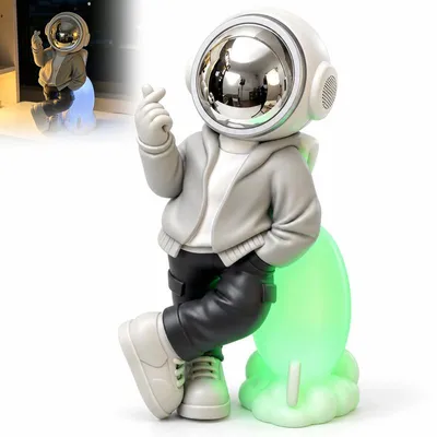 Produktbild von Bluetooth Speaker Astronaut, kompakter Tischlautsprecher mit 6 Farben LED Licht, Bluetooth 5.3, FM, TF-Karte und USB