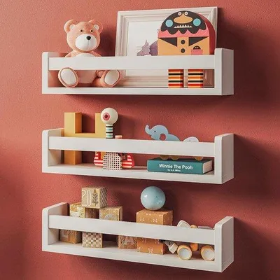 Produktbild von Wandregal 3er Set aus Holz in Weiß für Kinderzimmer und Spielzimmer