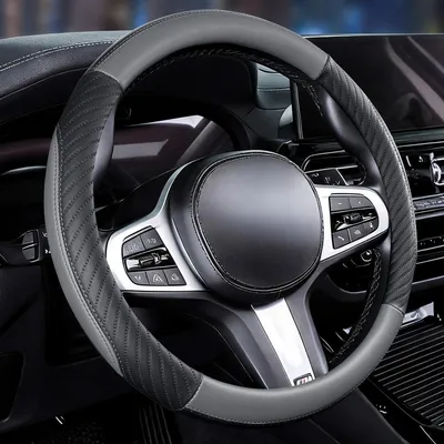 Obrázek produktu pro Potah na volant, kůže a mikrovlákno, univerzální velikost M (37-38 cm), šedá barva