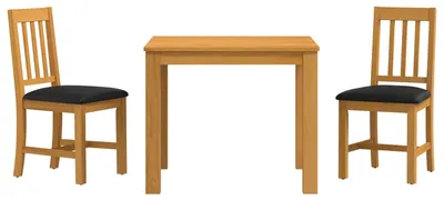 Image de vidaXL, ensemble de salle à manger, 3 pièces, bois massif chêne, noir