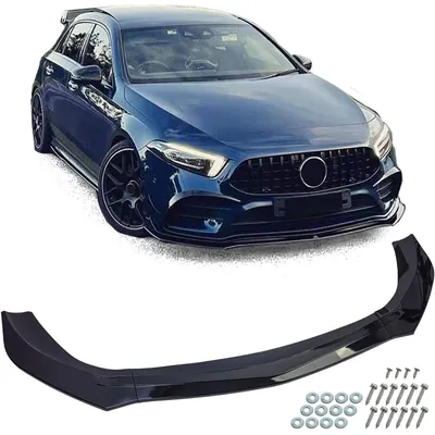 Für Mercedes A W177 V177 2018- mit AMG Frontspoiler Spoiler Lippe Schwarz Glanz in der Farbe Schwarz von Carparts-Online GmbH