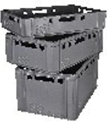 Produktbild von Stapelbare, stoßfeste Eurofleischkiste E1 aus HDPE, grau, 40x60x12,5cm