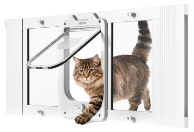 Produktbild von VEVOR Katzenklappe Katzentür Anpassbar an Fensterbreiten (787-914 mm), Wetterfes