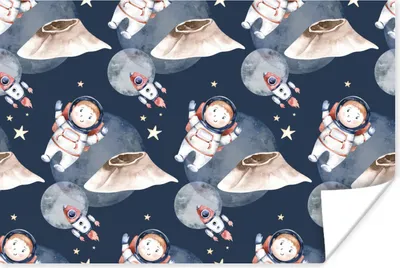 Produktbild von MuchoWow® Poster Weltraum - Rakete - Astronaut - Jungen - Mädchen - Kinder - Kinder 120x80 cm - Bilder