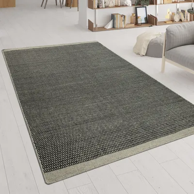Produktbild von Handgewebter Teppich Flachgewebe Skandinavischer Look Meliert Webmuster In Grau Grösse 160x230 cm