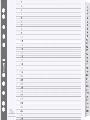Image de Exacompta 10x Intercalaires imprimés 1 à 31 A4 Blanc MWD1-31Z