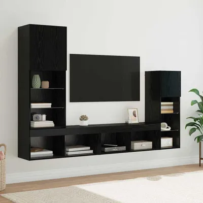 Produktbild von "Schlussverkauf" TV-Wandgeräte 4 Stück - WohnzimmerTV-Möbel/TV-Tisch - Schwarz Eichen-Optik Holzwerkstoff  C14288