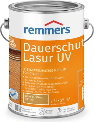 Produktbild von Remmers Dauerschutz-Lasur UV eiche rustikal (RC-360) 2,5 l, Holzlasur