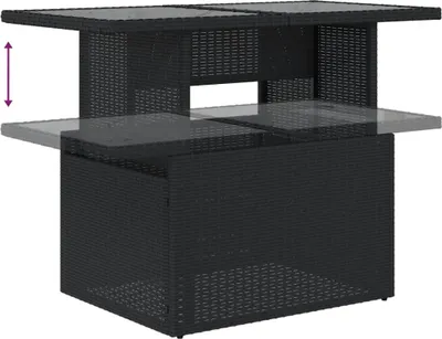 Immagine prodotto di vidaXL Tavolo da giardino con piano in vetro nero 100x55x73 cm in poly rattan