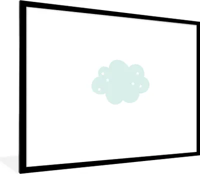 Produktbild von MuchoWow® Gerahmtes Poster Wolke - Sterne - Pastell - Kinder - Baby 80x60 cm - Poster mit Schwarzem Bilderrahmen Wandposter Rahmen Foto Bilder - Schlafzimmer-Dekorationen - Fotoposter