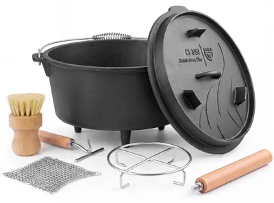 Produktbild von Dutch Oven Set 9 Liter, 6-teilig, aus Gusseisen mit Zubehör