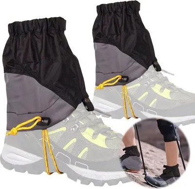 Immagine prodotto di Copri-pantaloni impermeabili per il trail running - Taglia regolabile - Nero - Leggeri.