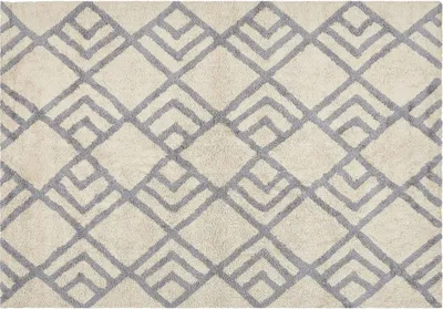 Zdjęcie produktu dla BELIANI Dywan beżowo-szary 160 x 230 cm bawełniany ręcznie wykonany geometryczny wzór salon sypialnia