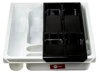 Produktbild von Besteckorganizer 38,5 x 30,5 x 7 cm weiß schwarz 2-teilig für Schubladen