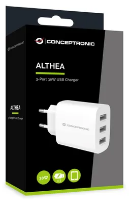 Obrázok produktu pre Conceptronic ALTHEA13W 3-portová 30W USB nabíjačka, USB-A x 3