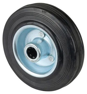 Produktbild von BS Rollen Gummirad schwarz, Stahlfelge, Rollenlager, Ø Rad 125 mm, Tragkraft 100 kg