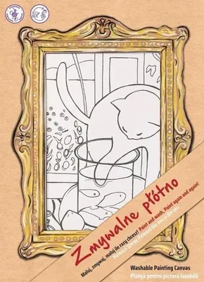 Produktbild von Weißes Leinwandbild „Katze mit rotem Fisch“ – Funny Mat STRIGO