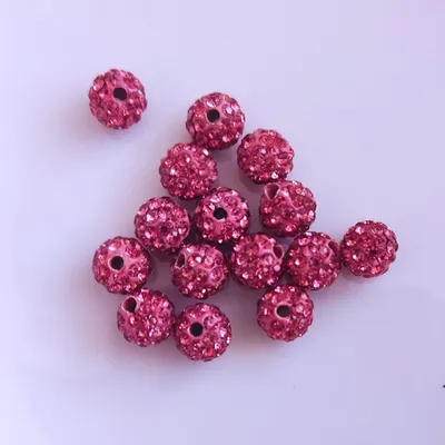 Image de Perles Shamballa, scintillantes, 10 mm, 10 pièces, rose