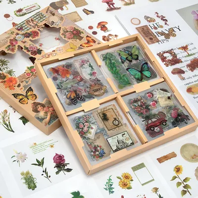 Obrázek produktu pro Sada samolepek pro scrapbooking, 510 kusů – motiv květin a rostlin, vhodná pro bullet journaly