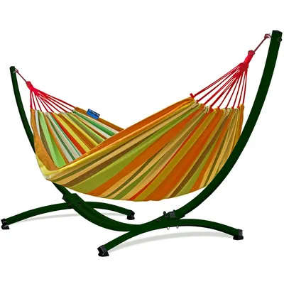 Produktbild von Potenza Outdoor Hängematte mit Gestell für 2 Personen I Baumwolle Doppelhängematte XXL 220x160, 200kg I Grün Hängemattengestell 220kg, wetterfest