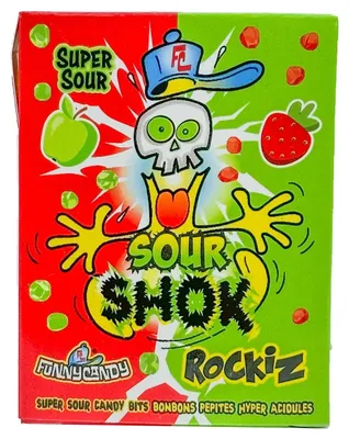 Image de Funny Candy Sour Shok Rockiz 18x50g, 900g Bonbons aux fruits aigres, collation et cadeau