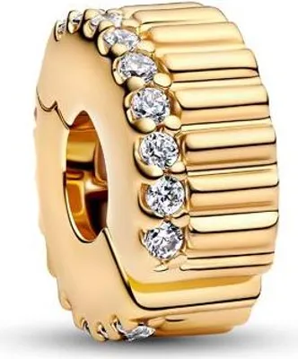 Produktbild von PANDORA Gerippter Stopper-Charm mit Zirkonia, IP Gold