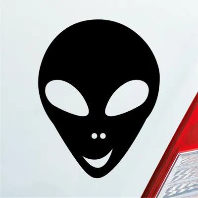 Produktbild von Auto Aufkleber grinsender Alien Außerirdischer All Comic 10x8 cm Schwarz Matt Sticker Heckscheibenaufkleber