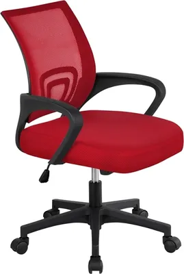 Produktbild von Yaheetech Bürostuhl Schreibtischstuhl ergonomischer Drehstuhl Chefsessel mit Mesh Netz Wippfunktion Rot