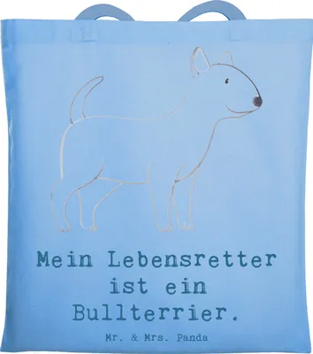 Produktbild von Mr. & Mrs. Panda Shopping Tasche Bullterrier Lebensretter - Sky Blue - Geschenk, Tote Bag, Laptoptasche, Jutebeutel, Schultasche