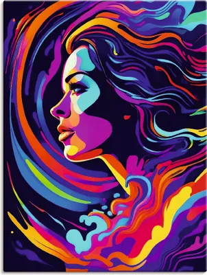 Produktbild von ARTland Leinwandbild Frau in bunten Farben Größe: 60x80 cm