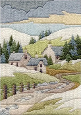 Produktbild von Bothy Threads Langstich-Set "Jahreszeiten - Winterhäuschen", 24x17cm, DW14MLS12, Zählmuster