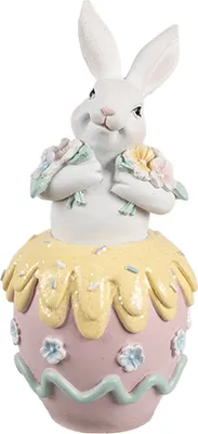 Produktbild von Clayre & Eef Dekorationsfigur Kaninchen 7x8x16 cm Weiß Rosa Kunststoff