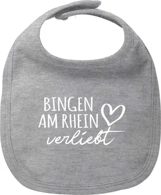 Produktbild von Huuraa Baby Lätzchen Nidderau verliebt Heather Grey Klettverschluss  Baumwolle Latz Geschenkidee